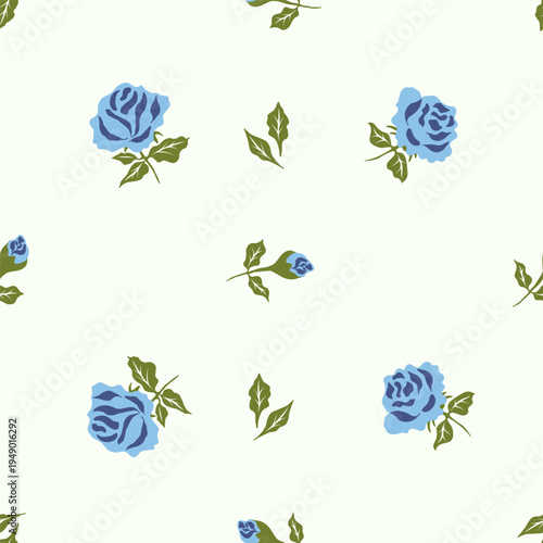Seamless pattern with roses, floral print. Vector illustration.