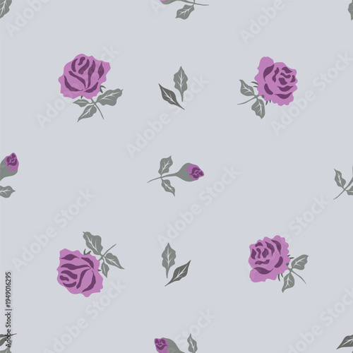 Seamless pattern with roses, floral print. Vector illustration.