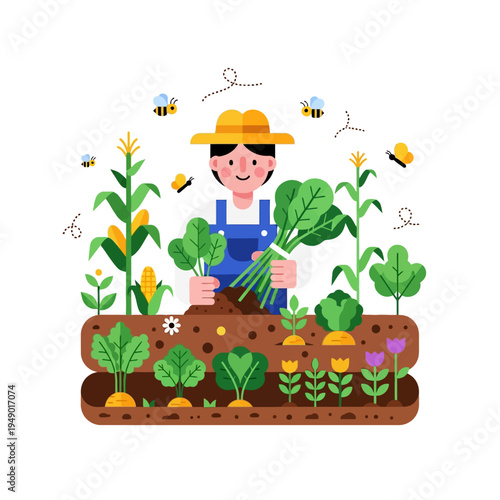 Joyful Farmer Cultivating a Thriving Agroecology Garden