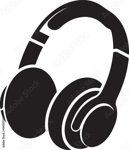 Black headphone icon vector