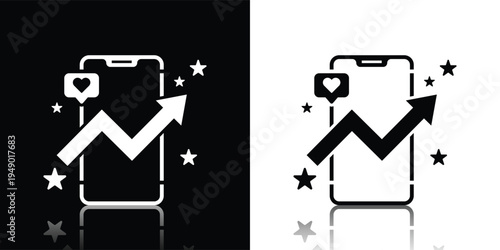 Social Media Growth Icon with Smartphone