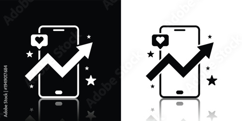 Social Media Growth Icon with Smartphone