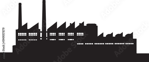 Industrial factory building silhouette vector