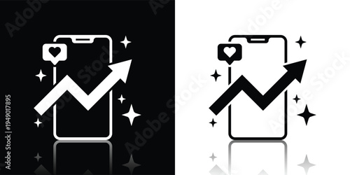 Social Media Growth Icon with Smartphone
