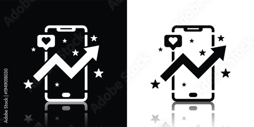 Social Media Growth Icon with Smartphone
