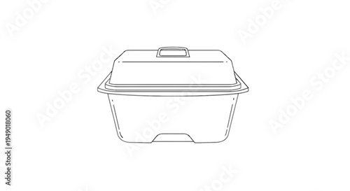 Plastic container with hinged lid for food storage isolated on transparent background, Vector