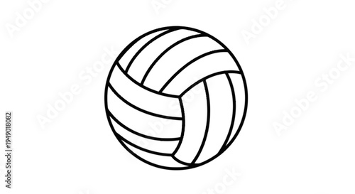 Black and white volleyball with classic leather pattern design isolated on transparent background, Vector