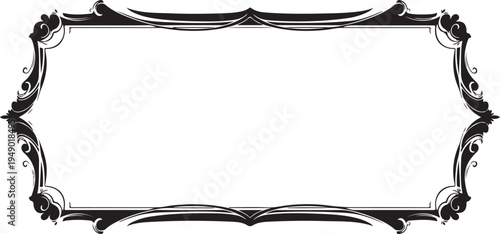 Black ornate rectangular frame vector