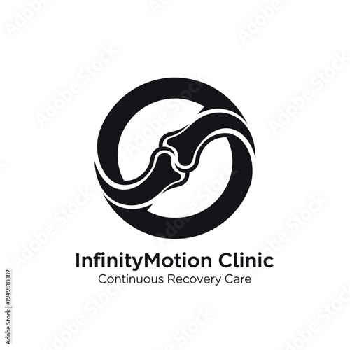 Joint bone infinity symbol logo for orthopedic clinic or chiropractic physical therapy recovery services for InfinityMotion Clinic
