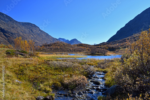 Colorful autumn in Jotunheimen national park in Norway