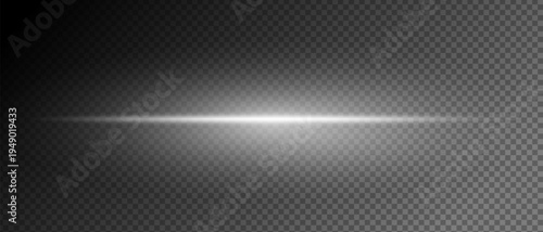 Glowing light and white flare laser on transparent background, Light effect reflections, neon beam over dark, shine speed flash of light, and sparks	
