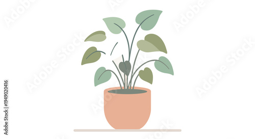 Minimal indoor plant illustration in pot with simple flat vector design.