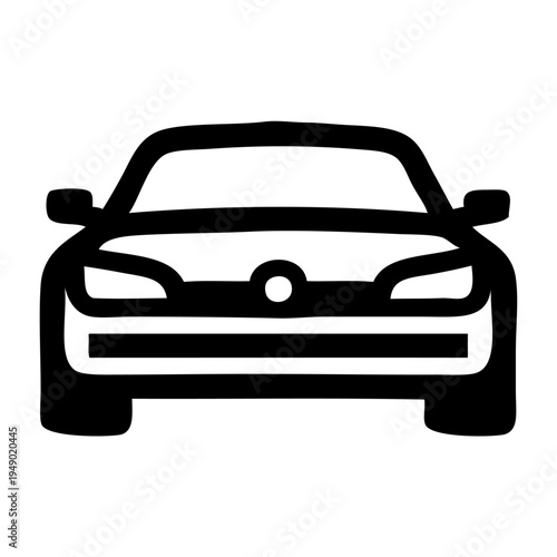 Icono auto. Logo concesionario de coches. Dibujo sencillo con líneas de la vista frontal de un vehículo