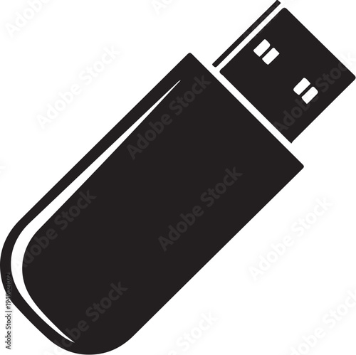 Black USB flash drive vector icon