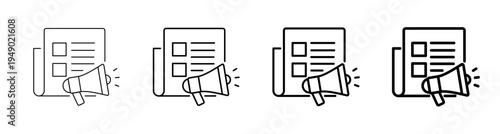 Press Release and Media Announcement Icon Line art Vector illustration editable