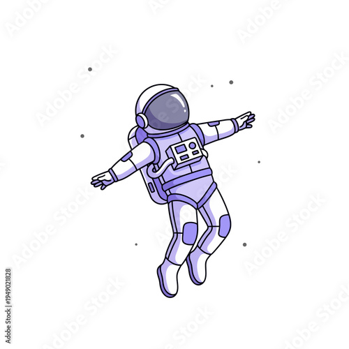 Cartoon illustration of an astronaut floating peacefully in outer space with small stars.