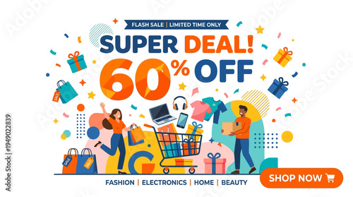 Super Deal 60% Off Flash Sale Banner