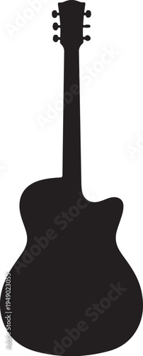 Black silhouette of acoustic guitar vector