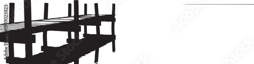Vector dock silhouette, pier or wharf illustration