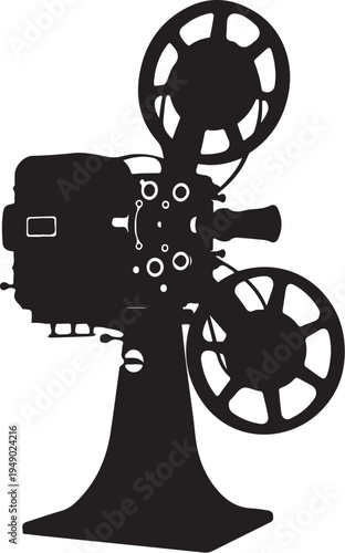 Black silhouette of a vintage film projector vector