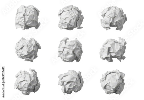A collection of crumpled white paper balls