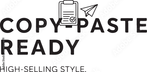 Vector clipboard icon with paper airplane, copy paste ready