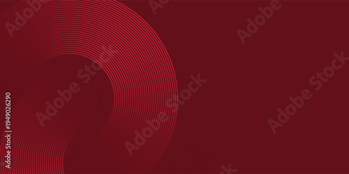A modern abstract red background featuring curved concentric lines forming a dynamic circular pattern, perfect for technology, branding, and creative design themes.