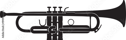 Vector trumpet icon, black and white illustration
