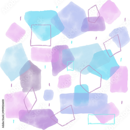 水彩の背景素材　ブロック　幾何学