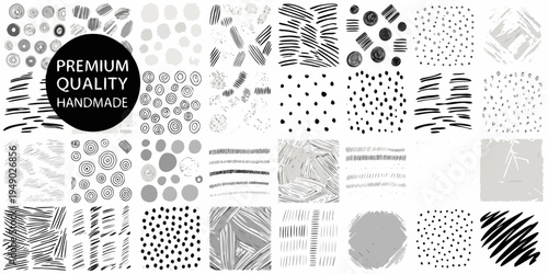 Abstract black and gray patterns with a premium quality handmade label