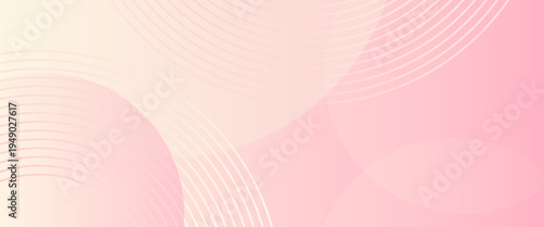 Abstract Soft Pink Geometric Background with Overlapping Circles and Curved Lines, Modern Gradient Minimalist Vector Illustration for Beauty Branding, Wedding, and Web Banner