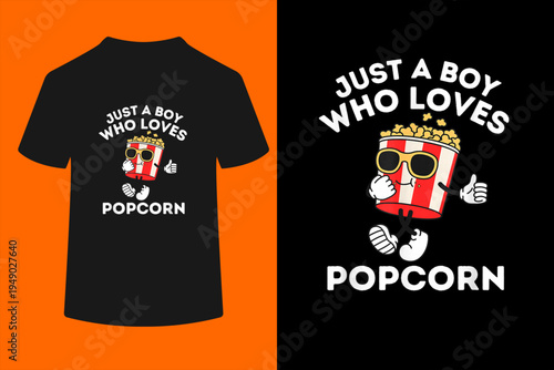 Just A Boy Who Loves Popcorn Candy Kids Toddler Baby  T-Shirt