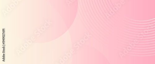 Abstract Soft Pink Geometric Background with Overlapping Circles and Curved Lines, Modern Gradient Minimalist Vector Illustration for Beauty Branding, Wedding, and Web Banner