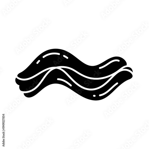 Stylized Bacon Strip Black Silhouette vector illustration
