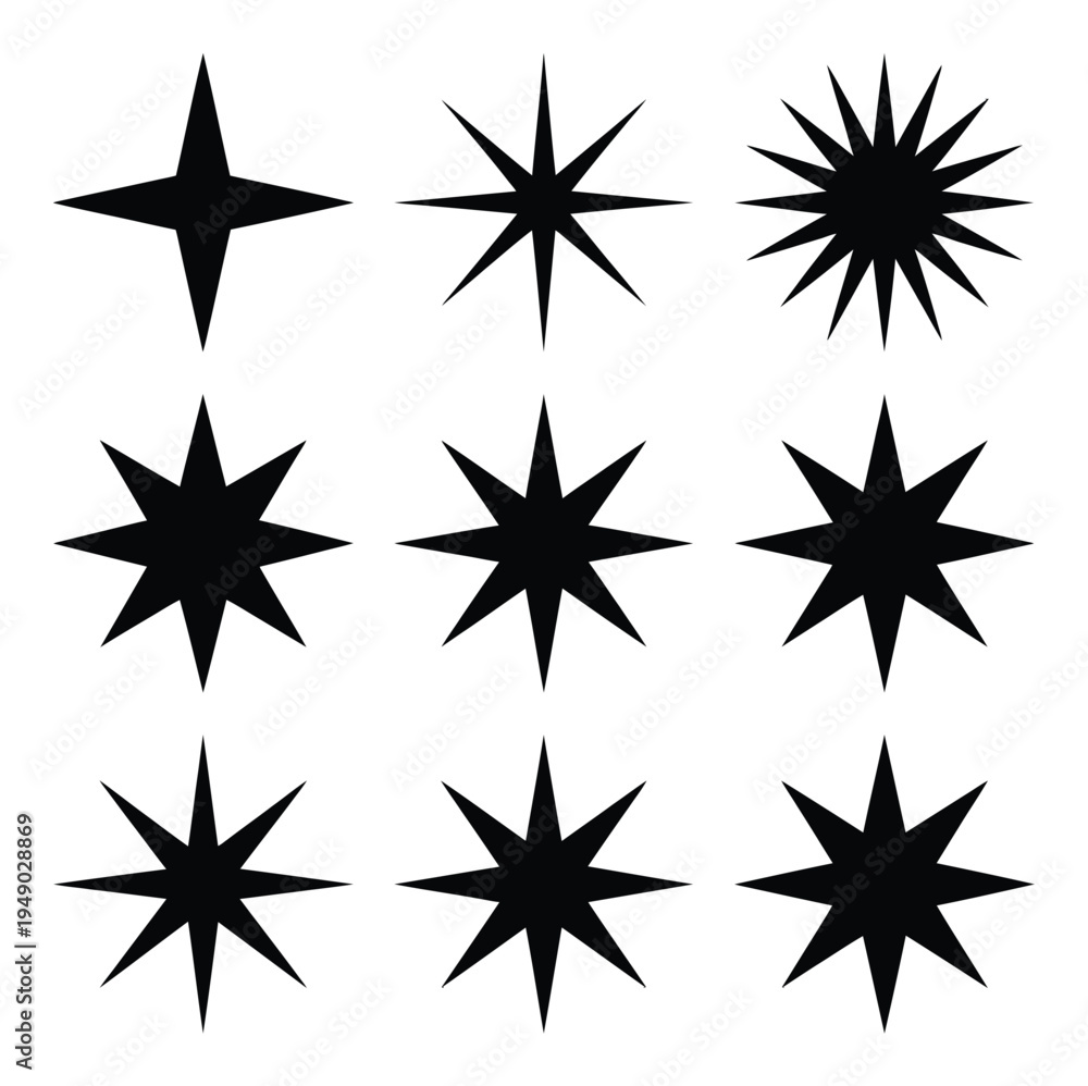 Fototapeta premium Black Starburst Shapes Vector Illustration