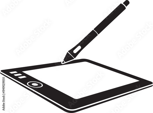 Vector illustration of a stylus on a tablet