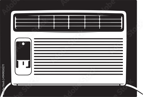 Vector air conditioner icon, white and black