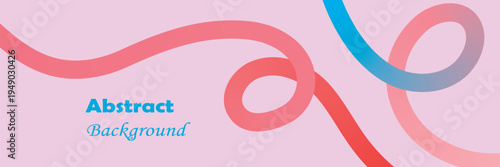 Abstract colorful swirling shapes on a pink background