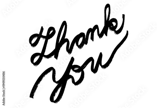 Thank You」おしゃれな手書き筆文字ロゴ、ベクターEPS、モダンカリグラフィー、感謝のメッセージ、結婚式・ギフト用デザイン、加工自由・色変更可。