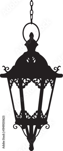 Black hanging lantern icon vector