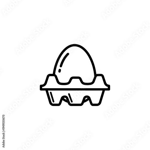 Egg In Carton Black and White Outline vector Illustration