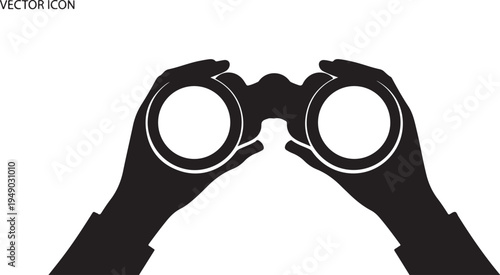 Vector icon of hands holding binoculars