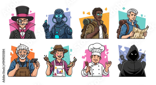 Set of Diverse Character Avatars and Personas in Modern Vector Style