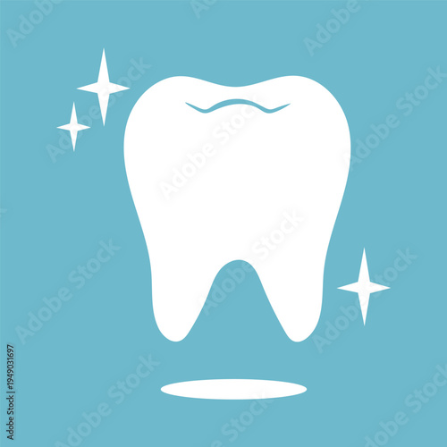 Clean and shiny healthy tooth icon illustration, symbol of oral hygiene and dental care