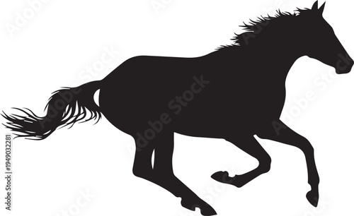 Galloping horse silhouette vector illustration motion and speed in park outdoor nature landscape