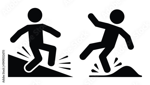 Slipping People Falling Down Vector Illustration