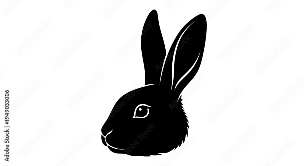 Obraz premium Cute Easter Bunny Rabbit Head Silhouette Isolated