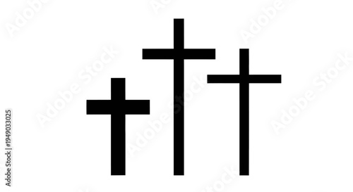 Three Christian Crosses Calvary Hill Silhouette Isolated