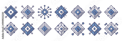 Artificial intelligence and data science icons – Great for computational networks, algorithmic pathways, or AI software.