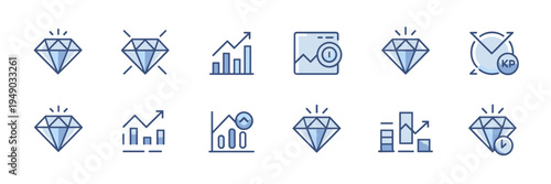 Fintech data analytics dashboard icons – Ideal for KPI performance, financial reporting, or data visualization.